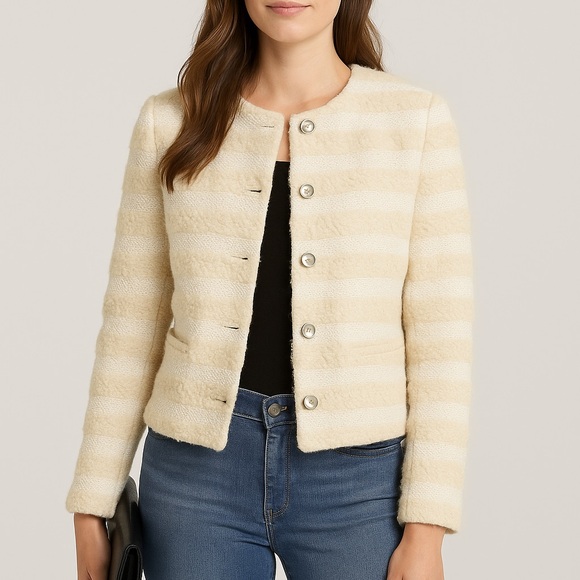 Amanda + Chelsea Cream Bouclé Jacket Blazer Small Nordstrom BNWT $180 - Picture 1 of 12